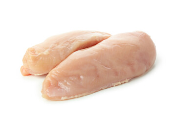 Raw chicken fillet isolated on white background