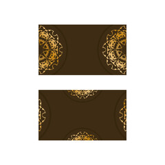 Business card in brown with a mandala gold pattern for your business.