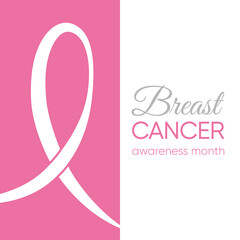 Vector Breast Cancer Awareness Calligraphy Poster Design. Stroke Pink Ribbon. October is Cancer Awareness Month.
