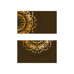 Business card in brown with a mandala gold pattern for your contacts.