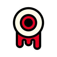 Illustration vector graphic icon of Bloody Eye. Filled Line Style Icon. Halloween Themed Icon. Vector illustration isolated on white background. Perfect for website or application design.