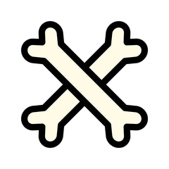 Illustration vector graphic icon of Crossed Bones. Filled Line Style Icon. Halloween Themed Icon. Vector illustration isolated on white background. Perfect for website or application design.