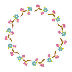 Floral frame. Flowers and leaves. Vector. Colorful element for design in doodle style.
