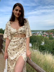 A beautiful girl of Caucasian appearance on a beautiful background. Armenian. Sexy appearance.
