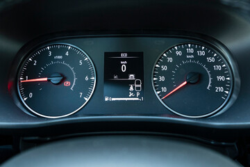 Fototapeta premium Close-up shot of no brand speedometer in the car.