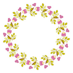 Floral frame. Flowers and leaves. Vector. Colorful element for design in doodle style.
