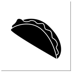 Quesabirria glyph icon. Mexican tacos with beef. Traditional snack. Beef filling. Food trends concept.Filled flat sign. Isolated silhouette vector illustration