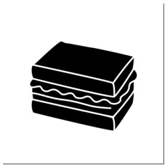 Sandwich glyph icon. Traditional Japanese snack. Sandos sandwich with fried pork. Food trends concept. Filled flat sign. Isolated silhouette vector illustration