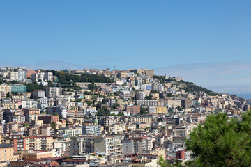 Fototapeta na wymiar Panoramic view of the Posillipo and Chiaia districts along the Gulf of Naples in Naples, Italy