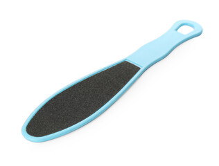 Light blue foot file on white background. Pedicure tool