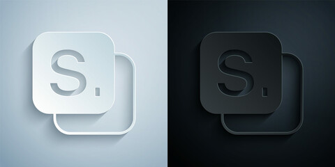 Paper cut Bingo icon isolated on grey and black background. Lottery tickets for american bingo game. Paper art style. Vector