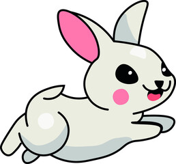 Cute, funny, cartoon white easter rabbit. Concept for logo, cards, print