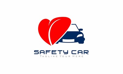 heart and car concept design safety logo