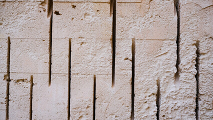 Líthica, Pedreres de s'Hostal, Menorca, Balearic Islands, Spain. Sandstone quarry. cut in the wall
