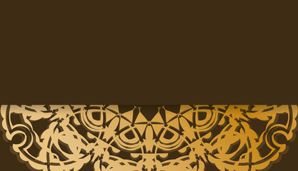Background in brown color with abstract gold ornament for design under logo or text