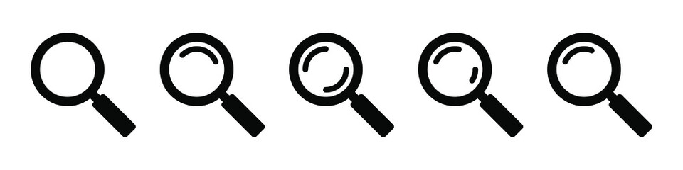 Search icon. Magnifying glass icon, vector magnifier or loupe sign.