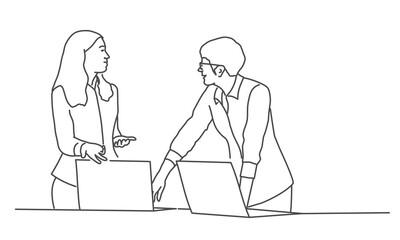 Business women working together. Talking people, managers.