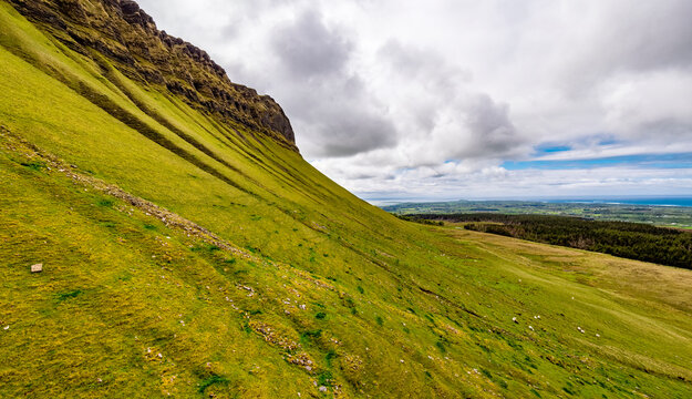 Aerial view of the mountain Benbulbin in County Sligo, Ireland
