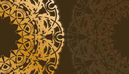 Brown banner template with vintage gold pattern and place under your text