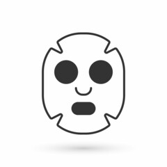 Grey Facial cosmetic mask icon isolated on white background. Cosmetology, medicine and health care. Vector