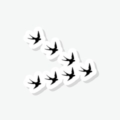Flying birds silhouette sticker icon