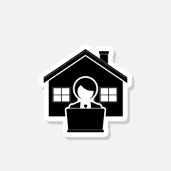 Woman designer glyph sticker icon