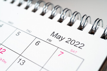 Fototapeta May 2022 year on desk calendar close up obraz