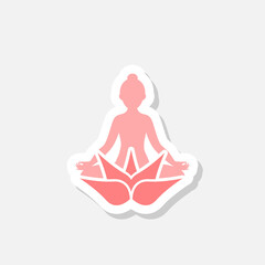 Meditation, yoga, lotus position sticker icon