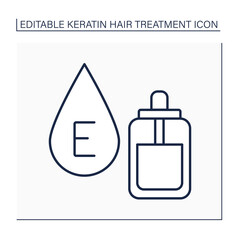 Vitamin E line icon. Serum for hair care. Moisturizing and strengthening. Beauty procedure concept. Isolated vector illustration. Editable stroke