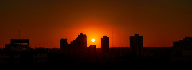 Fototapeta na wymiar panoramic city at sunset