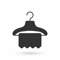 Grey Hanger wardrobe icon isolated on white background. Cloakroom icon. Clothes service symbol. Laundry hanger sign. Vector