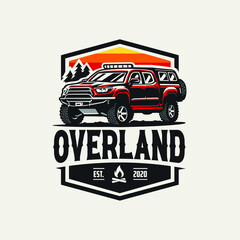 Overland adventure pickup utility truck logo emblem vector. Best for overland outdoor related industry 