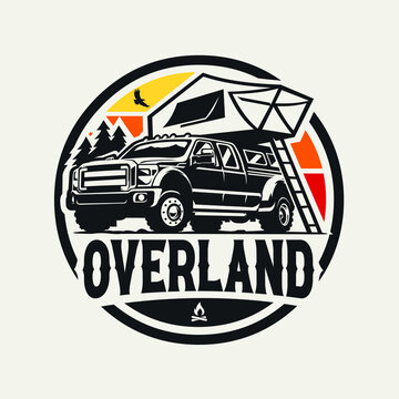 Overland Truck Camper Tent Logo Emblem Vector Illustration