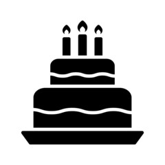 Birthday celebration cake with candles flat icon for apps and websites