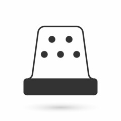 Grey Thimble for sewing icon isolated on white background. Vector