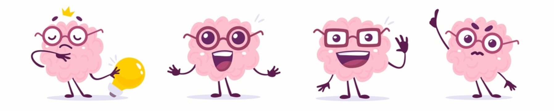 Vector set of creative illustration of happy, serious and dreami