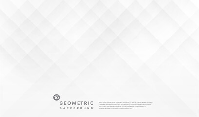 Fototapeta premium Abstract white and gray gradient geometric square with lighting and shadow background. Modern futuristic wide banner design. Can use for ad, poster, template, business presentation. Vector EPS10