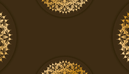 Background in brown color with vintage gold pattern and space for text