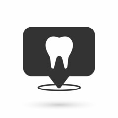 Grey Dental clinic location icon isolated on white background. Vector