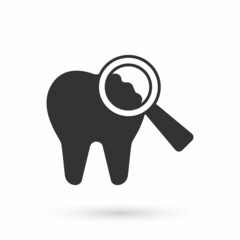 Grey Broken tooth icon isolated on white background. Dental problem icon. Dental care symbol. Vector