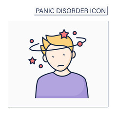 Feeling dizzy color icon. Dizziness. Feeling faint, woozy, weak or unsteady. Panic disorder concept. Isolated vector illustration