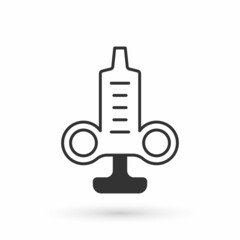 Grey Syringe icon isolated on white background. Syringe for vaccine, vaccination, injection, flu shot. Medical equipment. Vector