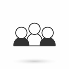 Grey Meeting icon isolated on white background. Business team meeting, discussion concept, analysis, content strategy. Presentation conference. Vector