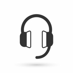 Grey Headphones icon isolated on white background. Earphones. Concept for listening to music, service, communication and operator. Vector