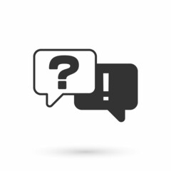 Grey Speech bubbles with Question and Answer icon isolated on white background. Q and A symbol. FAQ sign. Chat speech bubble and chart. Vector