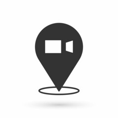 Grey Video chat conference icon isolated on white background. Online meeting work form home. Remote project management. Vector