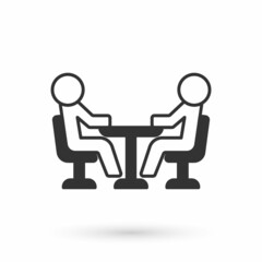Grey Meeting icon isolated on white background. Business team meeting, discussion concept, analysis, content strategy. Presentation conference. Vector