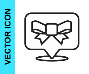 Black line Gift bow icon isolated on white background. Vector