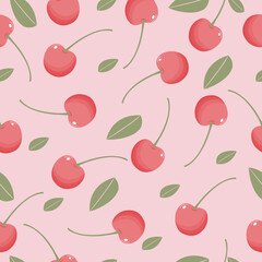Cute cherry seamless pattern , wrapping paper, vector textile fabric print vector illustration.