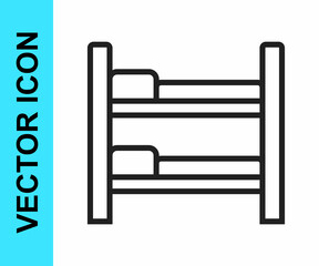 Black line Bunk bed icon isolated on white background. Vector